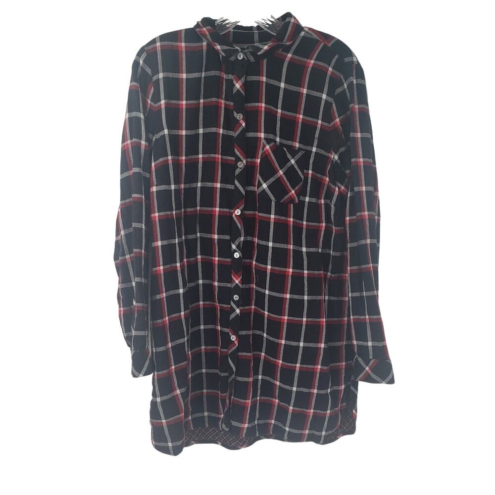 J JILL Plaid Button Down Long Sleeve Top Womens Size Large L